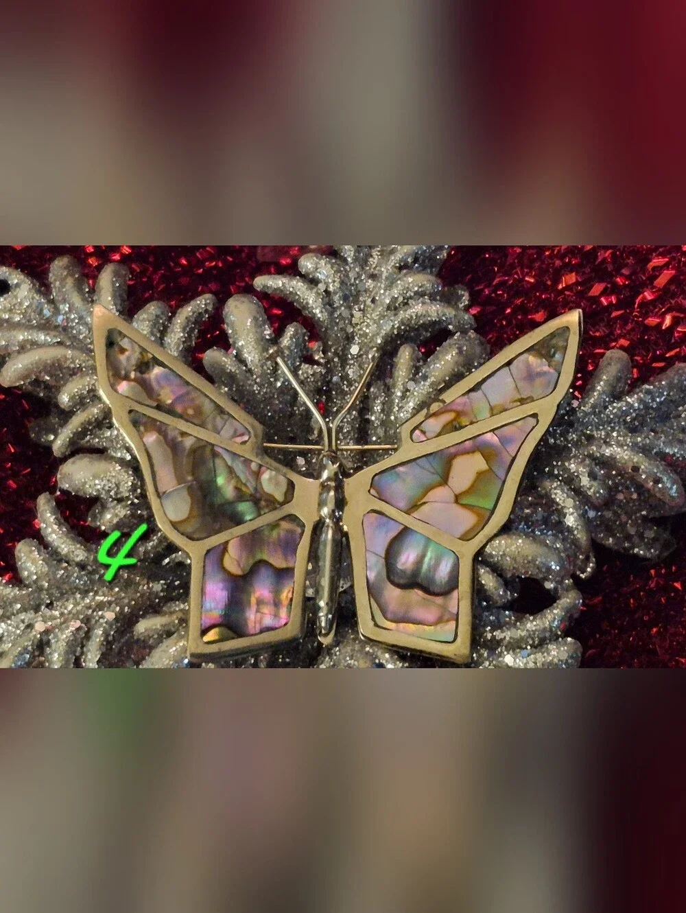 Abalone Inlay Butterfly Brooch - Iridescent Multi-Color